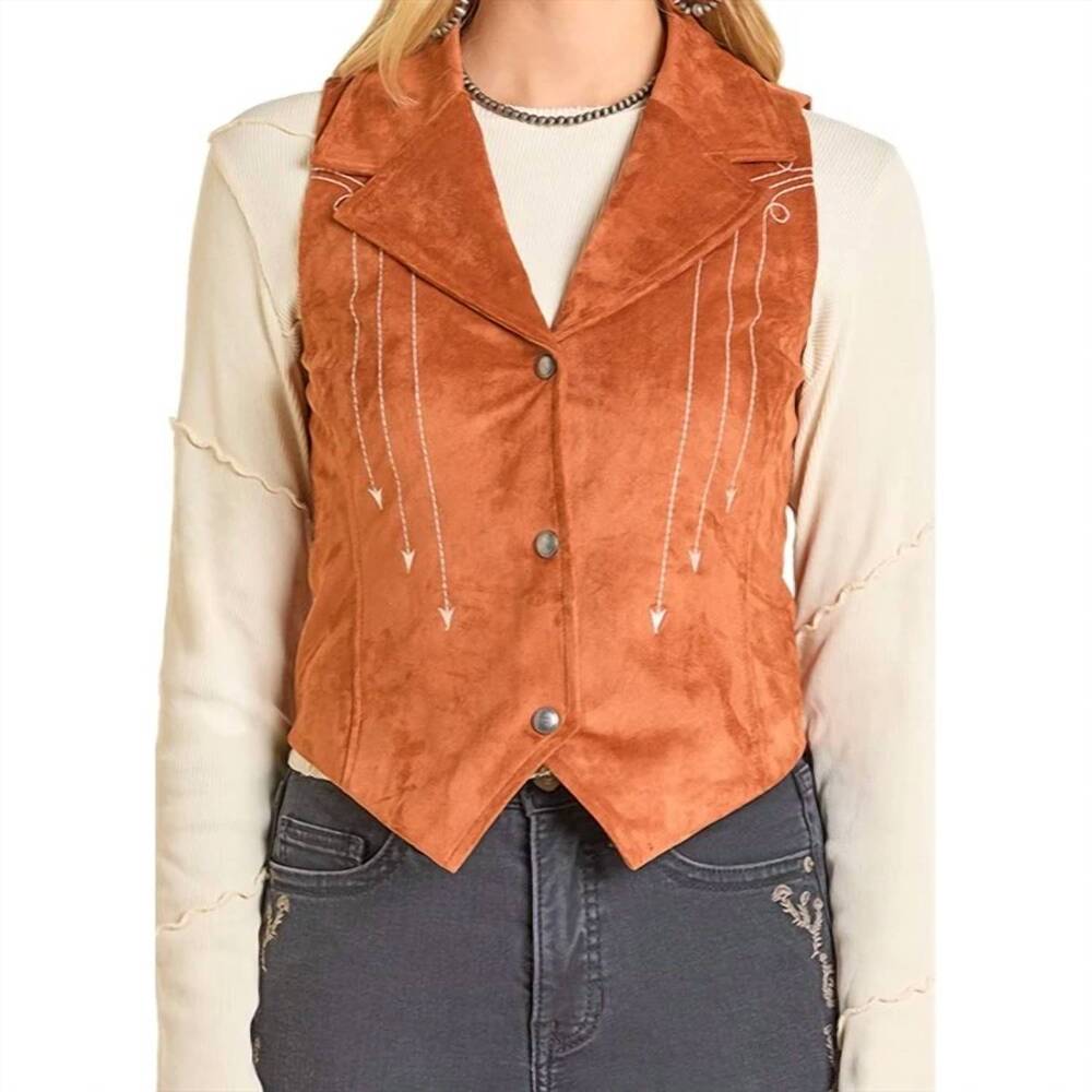 NEW PANHANDLE rock & roll cowgirl embroidered vest in camel